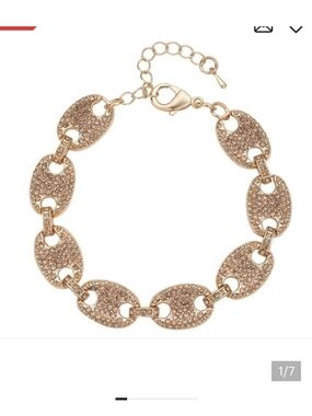 🆕️ Champagne Austrian Crystal Mariner Link Bracelet in Goldtone 7.5 In